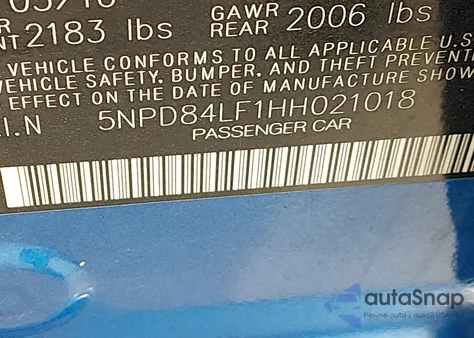 2017 Hyundai Elantra Se z USA, uszkodzony, nr VIN 5NPD84LF1HH021018